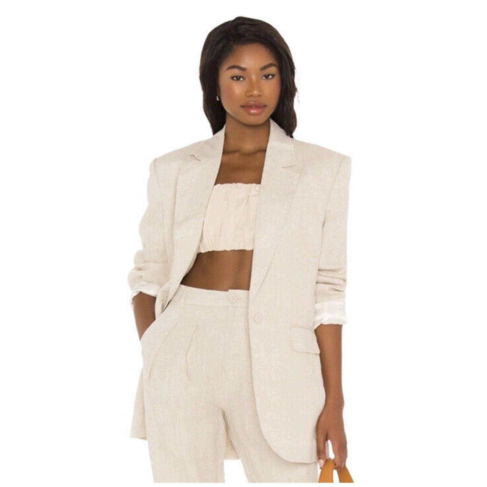 Coastal Song Of Style Rylan Blazer Linen Jacket Beige Xl Euro Summer Elevated